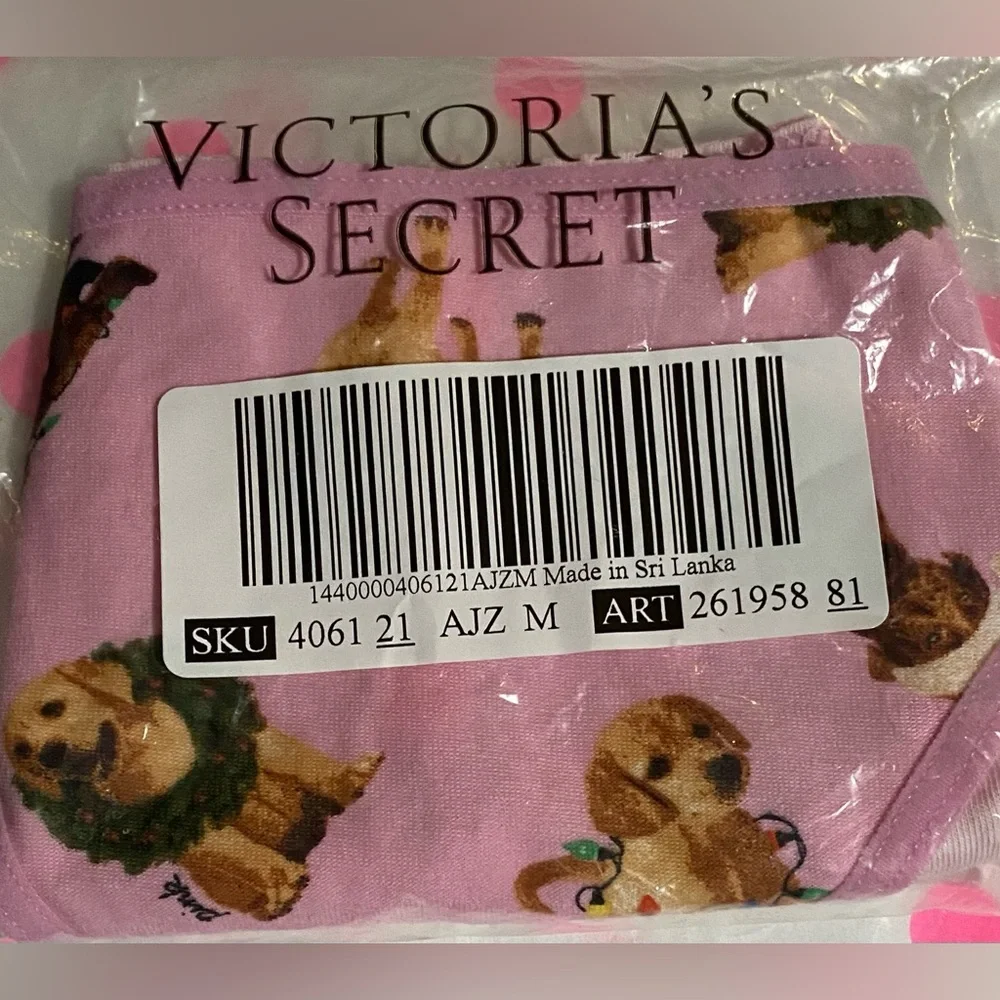 PINK Victoria’s Secret Cotton Strappy Cheekster PINK panties holiday PINK dog